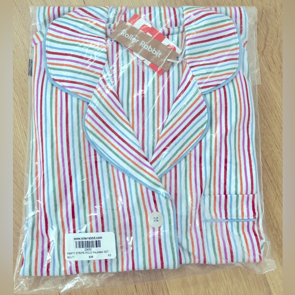 Roller rabbit women’s party stripe polo pajama set